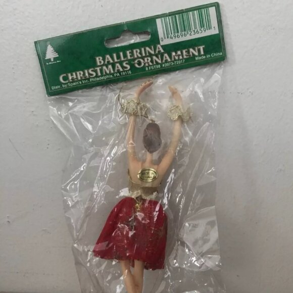 Vintage Spain's Inc. Vinyl Ballerina Christmas Tree Hanging Ornament Red Tutu - Picture 5 of 9